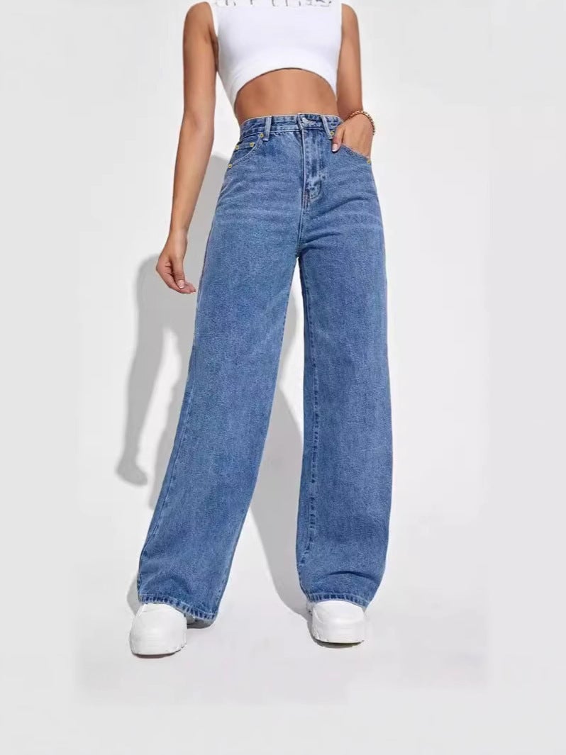 New Women'S Jeans Women'S High-Waisted Slim Straight Denim Trousers Style - Image 4